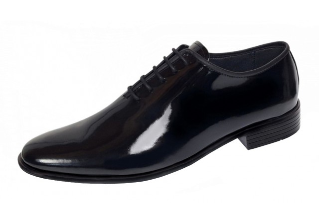 Pantofi barbati eleganti din piele naturala de culoare negru lac - GKR201LN